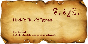 Hudák Ágnes névjegykártya